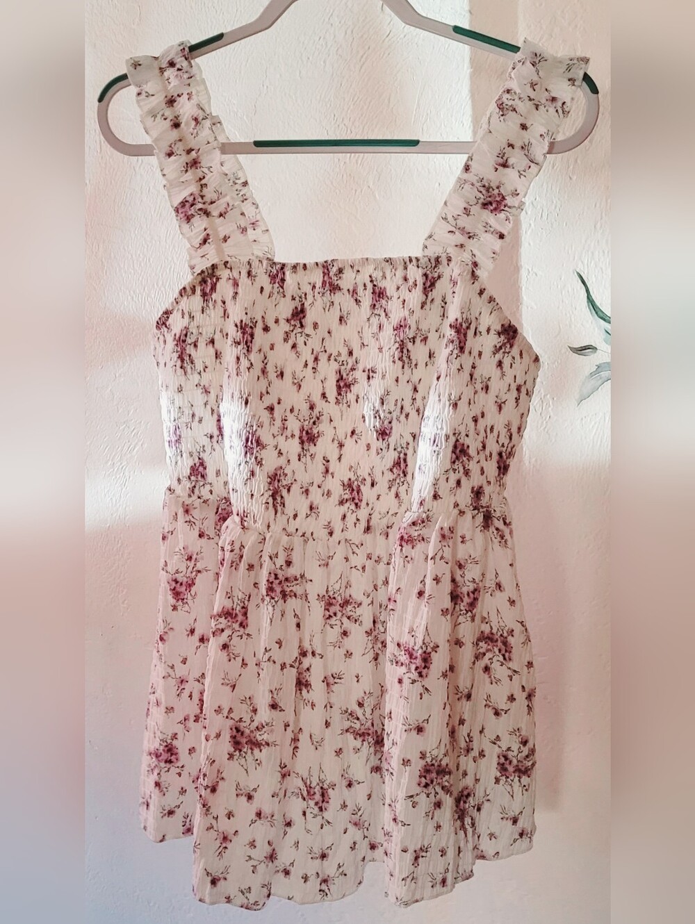 Floral Smocked Ruffle-Strap Top